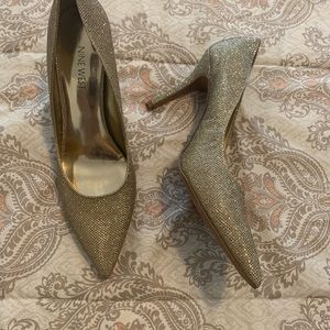 Sparkly gold Nine West heels